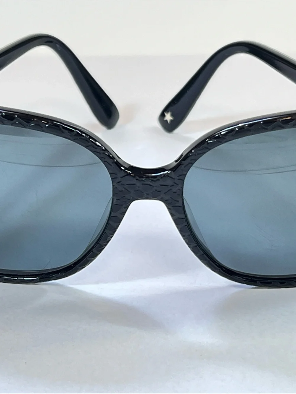 Jimmy Choo Black Frame Sunglasses with Blue Lenses